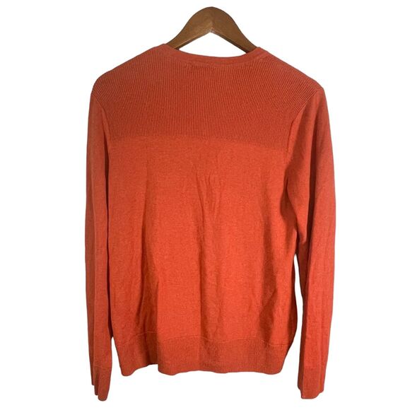 Eddie Bauer Lambswool Wool Blend Cardigan Orange Sweater Womens SIZE MEDIUM - Picture 2 of 9